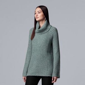 Vera Wang Ribbed Cowl Tunic Sweater